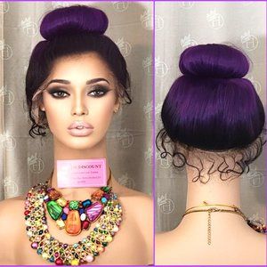 Purple dream freepart 360 h.d pre styled high bun lace front wig
